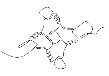 Four hands holding each other — community